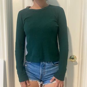Brandy Ribbed Dark Green Long Sleeve
